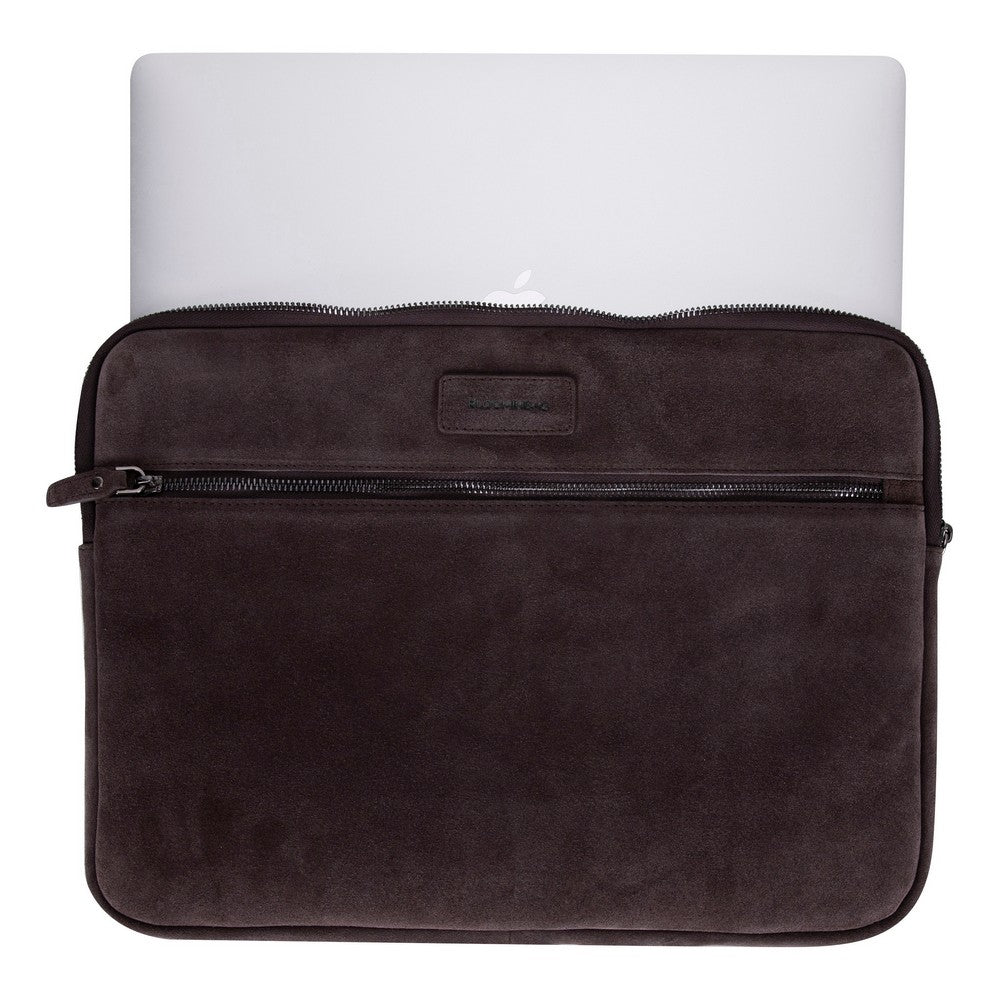 Mocha Still Genuine Suede Leather 15-16 Inch MacBook & Laptop Sleeve