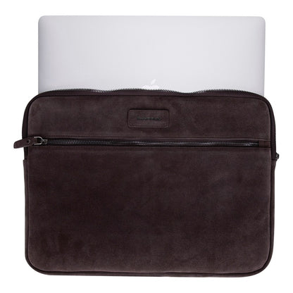 Mocha Still Genuine Suede Leather 15-16 Inch MacBook & Laptop Sleeve