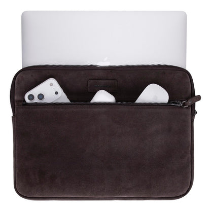 Mocha Still Genuine Suede Leather 15-16 Inch MacBook & Laptop Sleeve