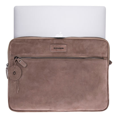 Mist Still Genuine Suede Leather 15-16 Inch MacBook & Laptop Sleeve