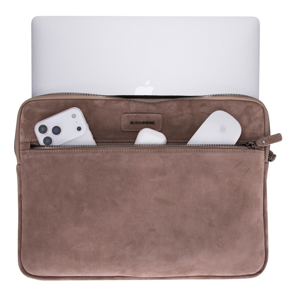 Mist Still Genuine Suede Leather 15-16 Inch MacBook & Laptop Sleeve