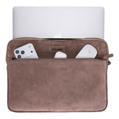 Mist Still Genuine Suede Leather 15-16 Inch MacBook & Laptop Sleeve