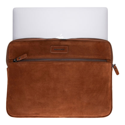 Camel Still Genuine Suede Leather 15-16 Inch MacBook & Laptop Sleeve
