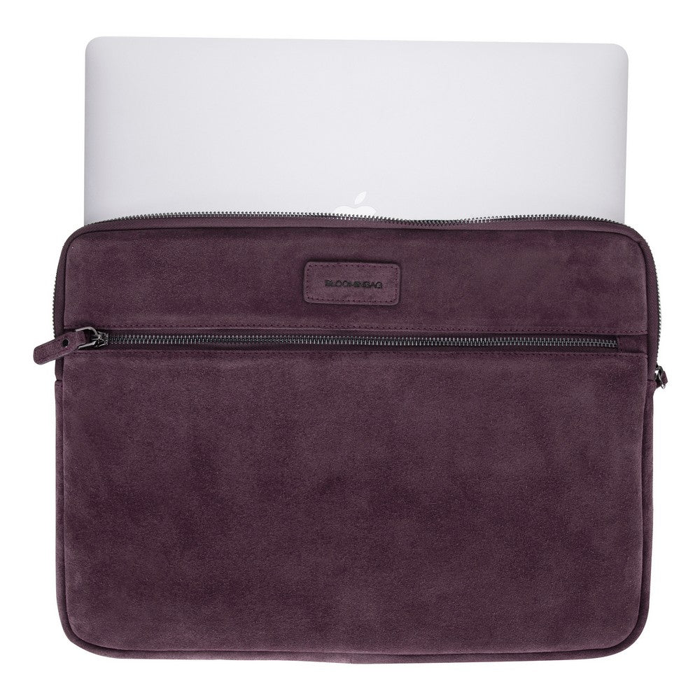 Burgundy Still Genuine Suede Leather 15-16 Inch MacBook & Laptop Sleeve