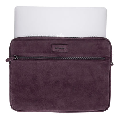 Burgundy Still Genuine Suede Leather 15-16 Inch MacBook & Laptop Sleeve