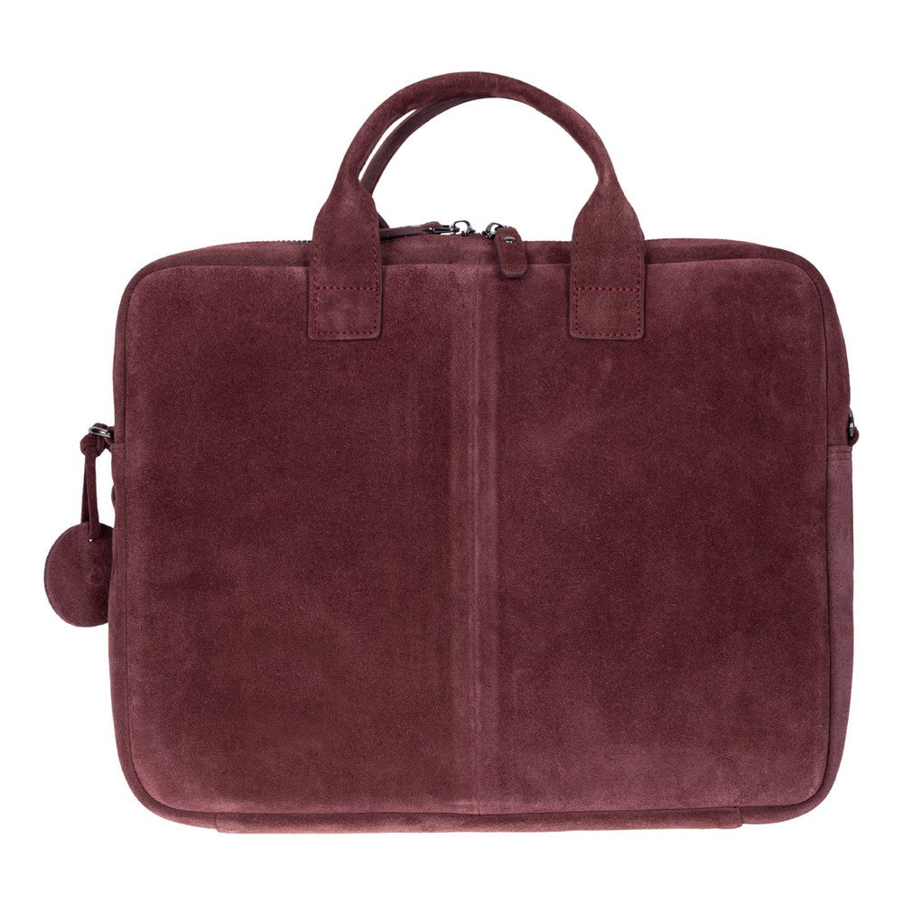 Burgundy Still Genuine Suede Leather 13-14 Inch MacBook & Laptop Bag