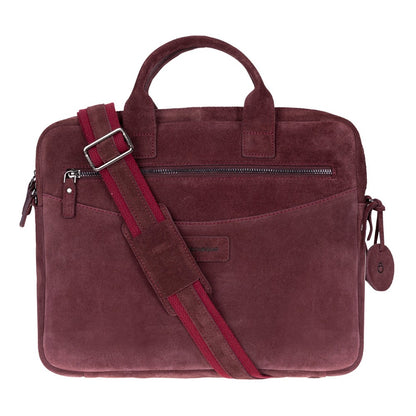 Burgundy Still Genuine Suede Leather 13-14 Inch MacBook & Laptop Bag