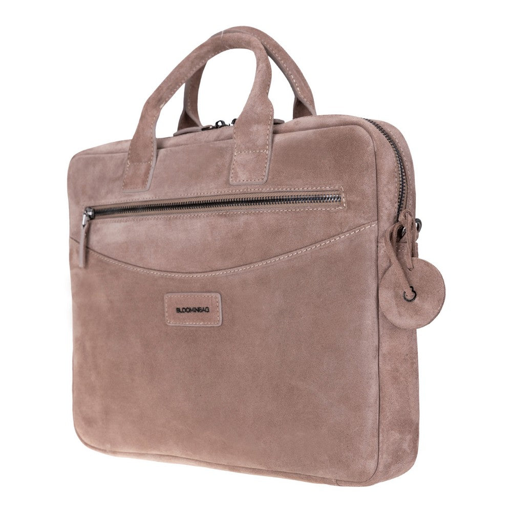 Sand Still Genuine Suede Leather 13-14 Inch MacBook & Laptop Bag