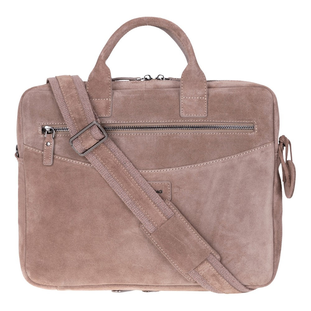 Sand Still Genuine Suede Leather 13-14 Inch MacBook & Laptop Bag