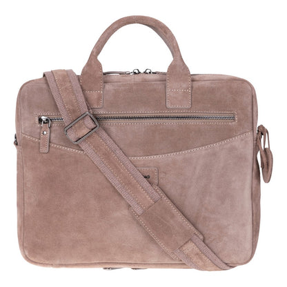 Sand Still Genuine Suede Leather 13-14 Inch MacBook & Laptop Bag