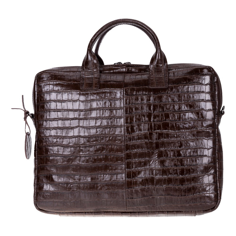 Mocha Croco Still Genuine Suede Leather 13-14 Inch MacBook & Laptop Bag