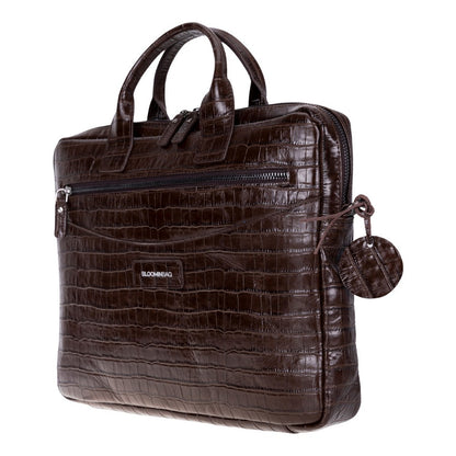Mocha Croco Still Genuine Suede Leather 13-14 Inch MacBook & Laptop Bag