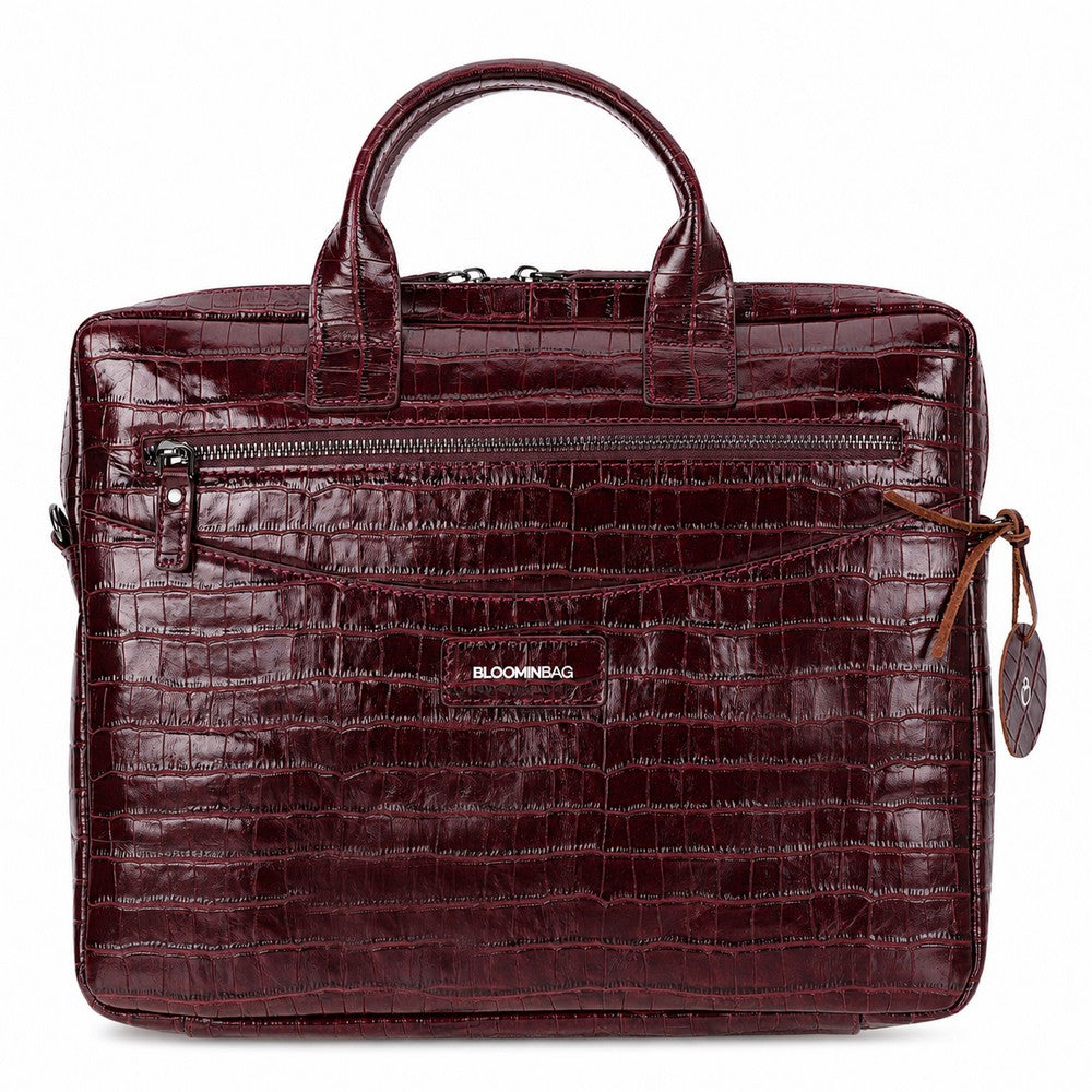 Burgundy Croco Still Genuine Suede Leather 13-14 Inch MacBook & Laptop Bag