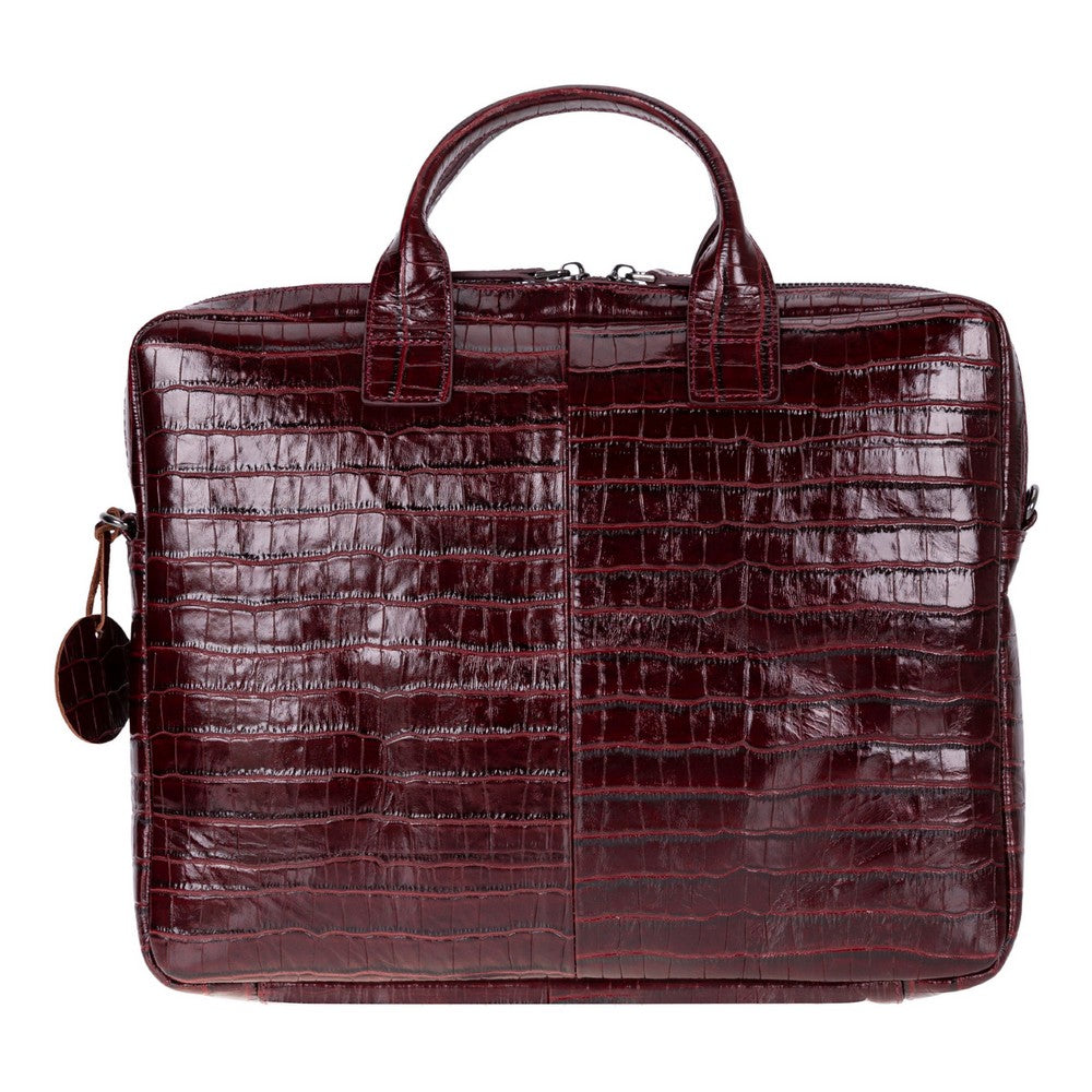 Burgundy Croco Still Genuine Suede Leather 13-14 Inch MacBook & Laptop Bag