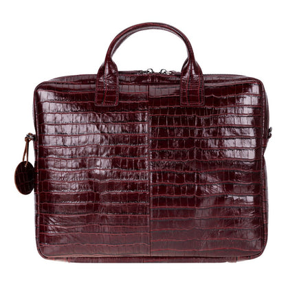 Burgundy Croco Still Genuine Suede Leather 13-14 Inch MacBook & Laptop Bag