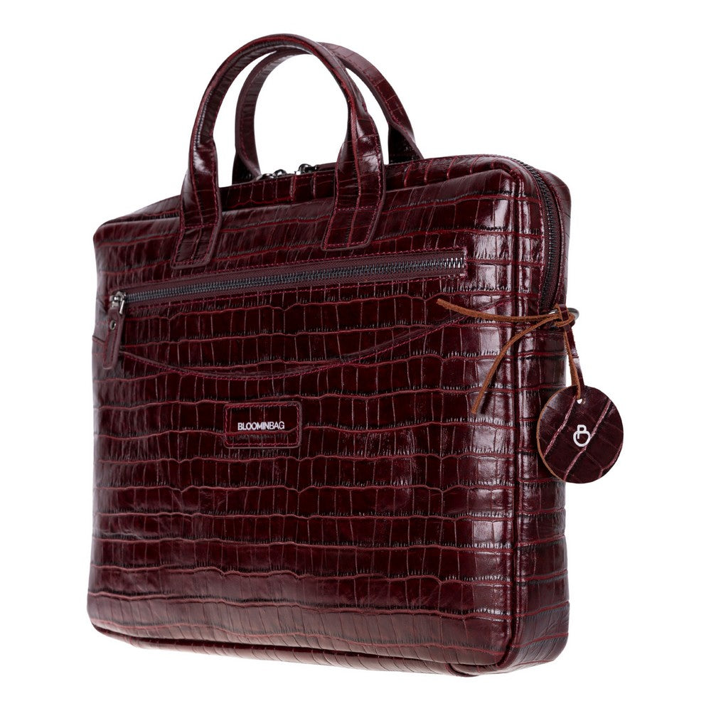 Burgundy Croco Still Genuine Suede Leather 13-14 Inch MacBook & Laptop Bag