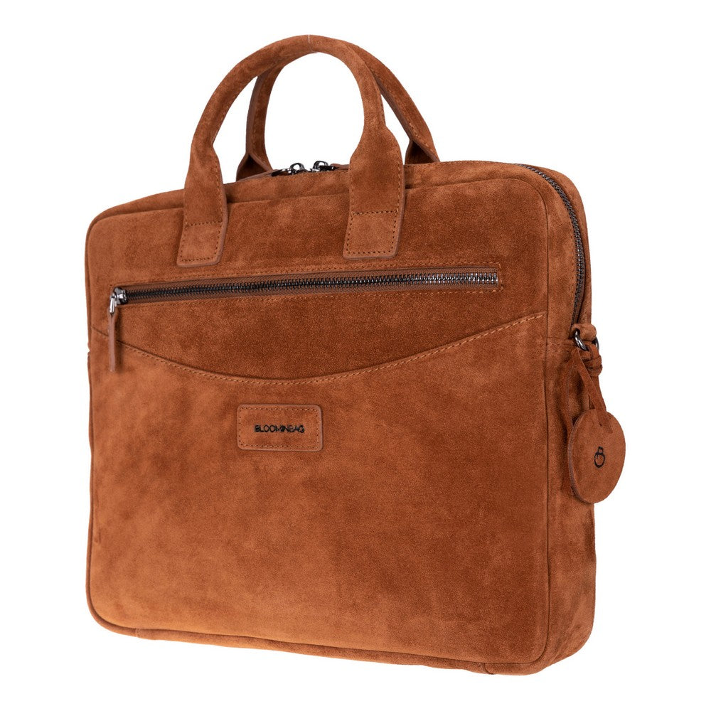 Camel Still Genuine Suede Leather 13-14 Inch MacBook & Laptop Bag