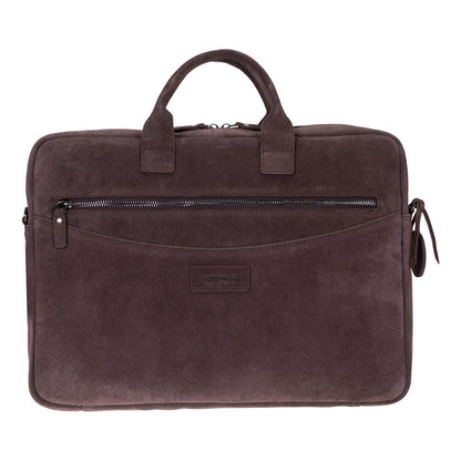 Mocha Still Genuine Suede Leather 13-14 Inch MacBook & Laptop Bag