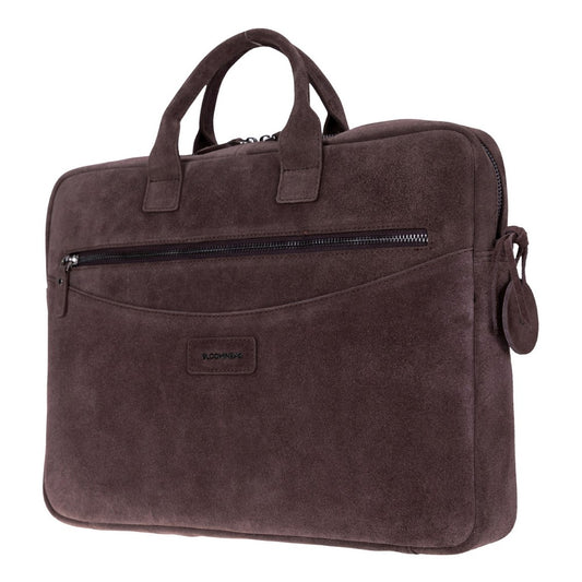 Mocha Still Genuine Suede Leather 15-16 Inch MacBook & Laptop Bag