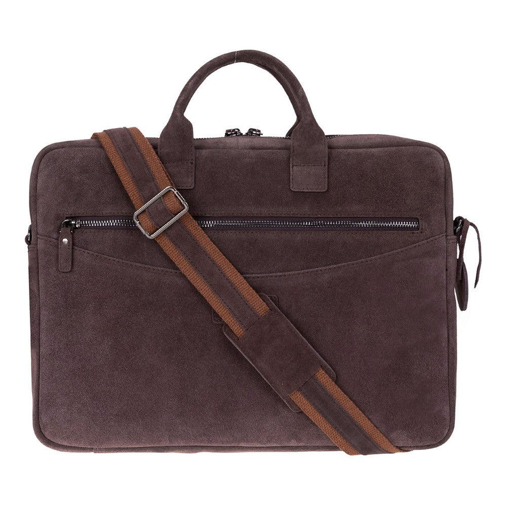 Mocha Still Genuine Suede Leather 15-16 Inch MacBook & Laptop Bag