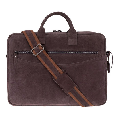 Mocha Still Genuine Suede Leather 15-16 Inch MacBook & Laptop Bag