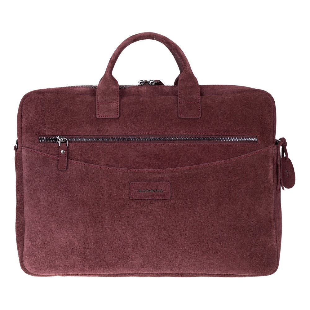 Burgundy Still Genuine Suede Leather 15-16 Inch MacBook & Laptop Bag