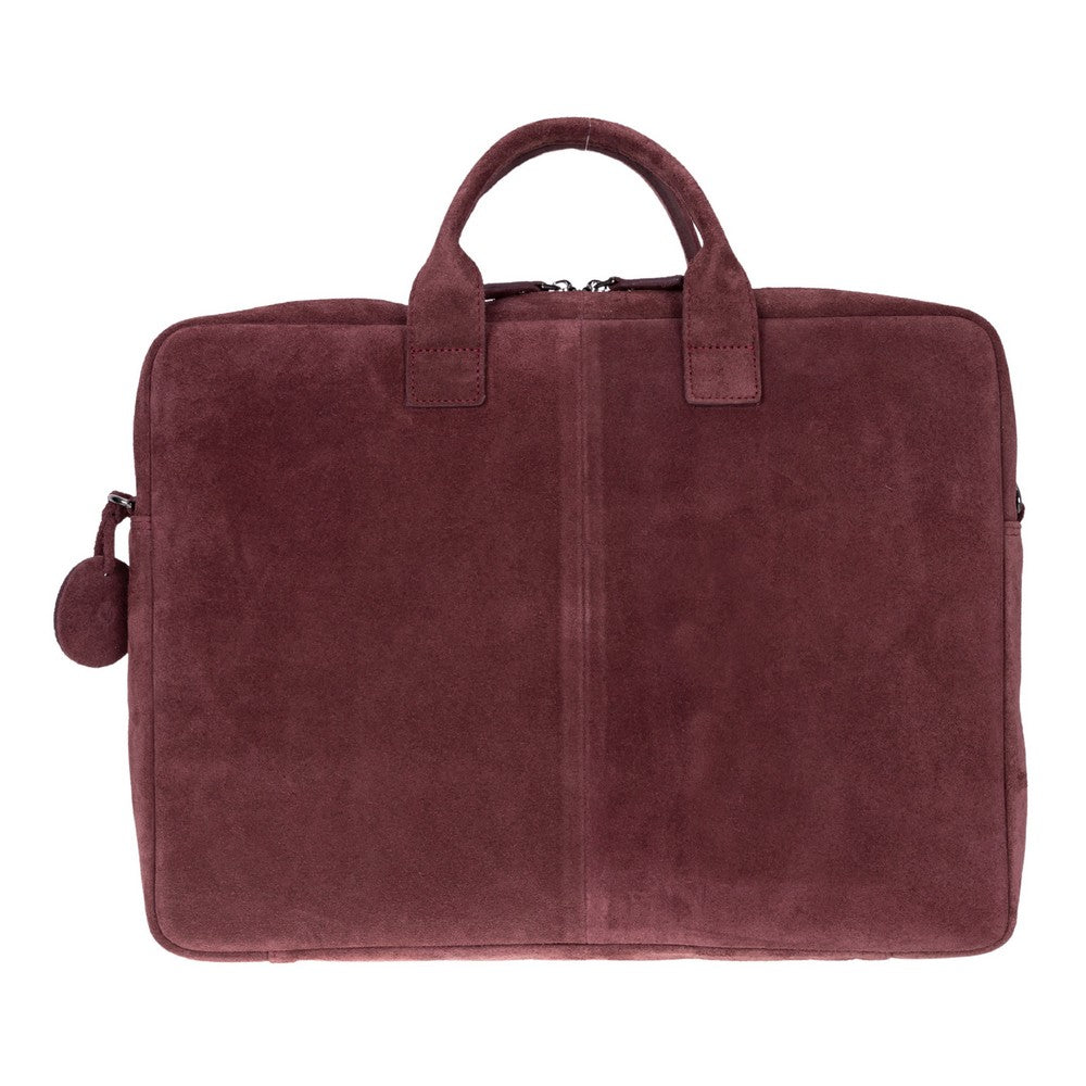Burgundy Still Genuine Suede Leather 15-16 Inch MacBook & Laptop Bag