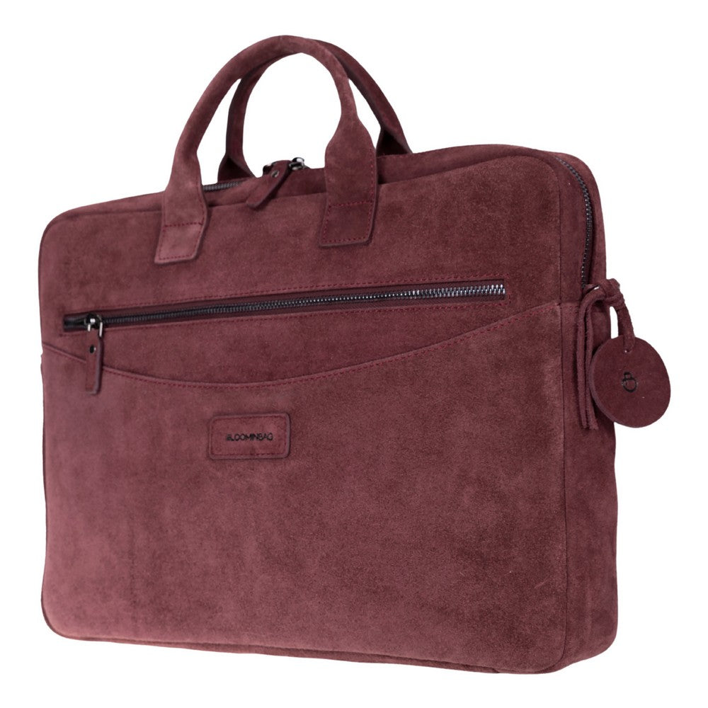 Burgundy Still Genuine Suede Leather 13-14 Inch MacBook & Laptop Bag