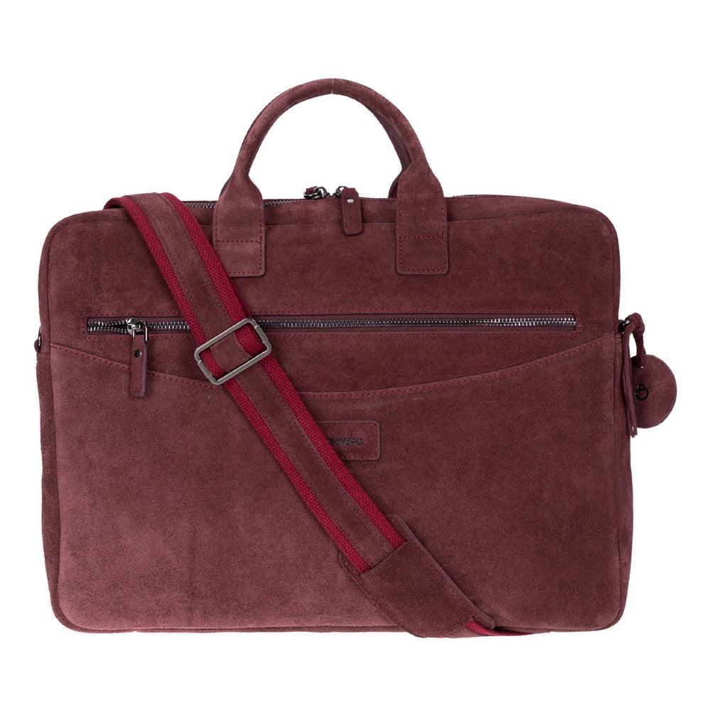 Burgundy Still Genuine Suede Leather 15-16 Inch MacBook & Laptop Bag