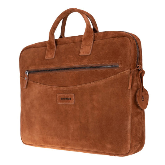 Camel Still Genuine Suede Leather 15-16 Inch MacBook & Laptop Bag