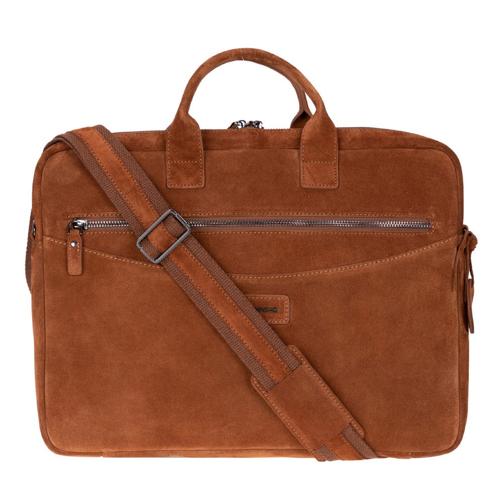 Camel Still Genuine Suede Leather 15-16 Inch MacBook & Laptop Bag