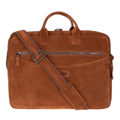 Camel Still Genuine Suede Leather 15-16 Inch MacBook & Laptop Bag