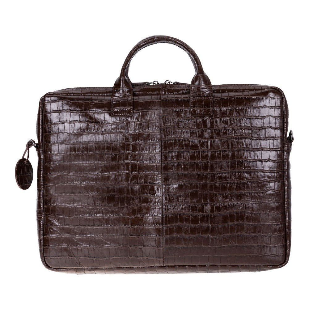 Mocha Croco Still Genuine Suede Leather 15-16 Inch MacBook & Laptop Bag