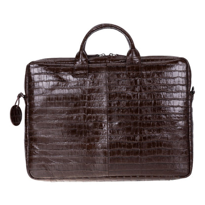 Mocha Croco Still Genuine Suede Leather 15-16 Inch MacBook & Laptop Bag