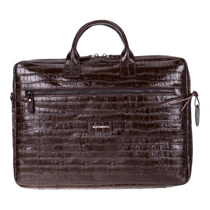 Mocha Croco Still Genuine Suede Leather 15-16 Inch MacBook & Laptop Bag