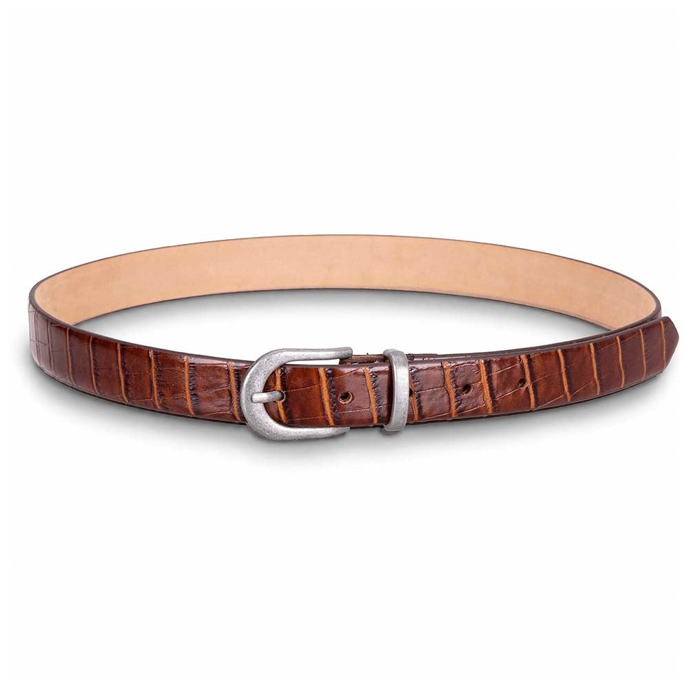 Bloom in Still Women Genuine Leather Belt - Camel Croco