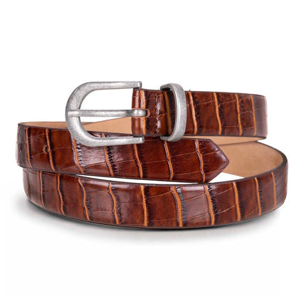 Bloom in Still Women Genuine Leather Belt - Camel Croco