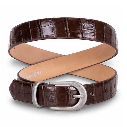 Bloom in Still Women Genuine Leather Belt - Mocha Croco
