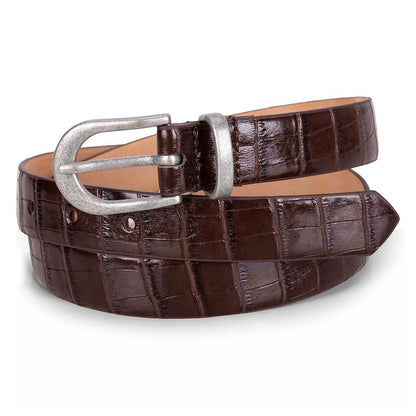 Bloom in Still Women Genuine Leather Belt - Mocha Croco