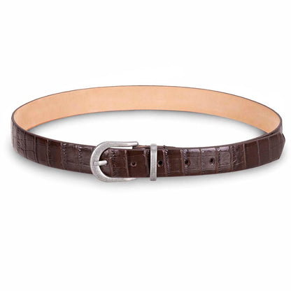 Bloom in Still Women Genuine Leather Belt - Mocha Croco