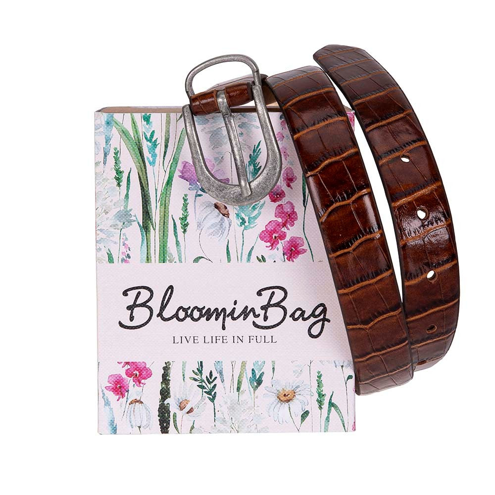 Bloom in Still Women Genuine Leather Belt - Camel Croco