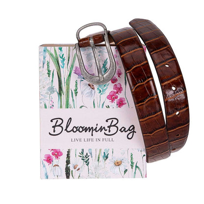 Bloom in Still Women Genuine Leather Belt - Camel Croco