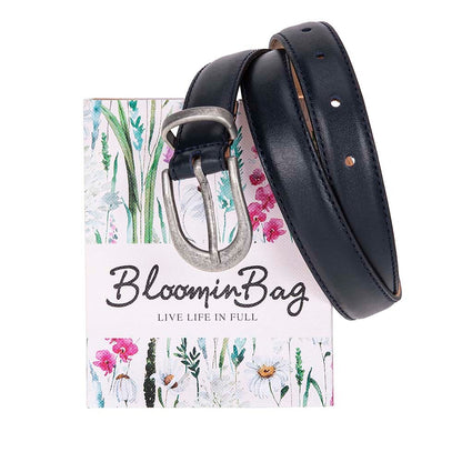 Bloom in Still Women Genuine Leather Belt - Navy Plain