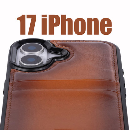 Flex Cover Leather iPhone 17 Case with Card Holder