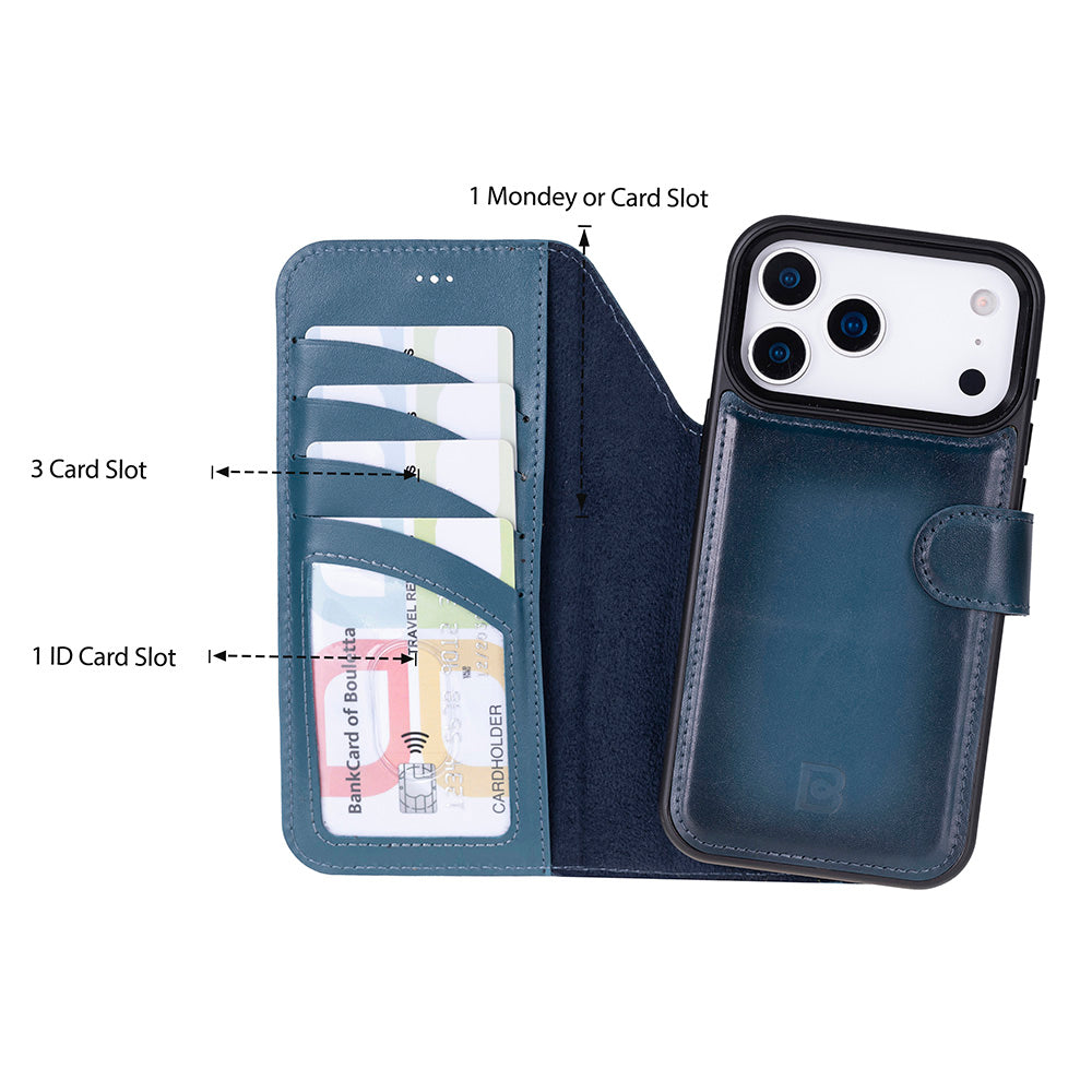 Magic iPhone 17 Pro Max Detachable Leather Wallet Case
