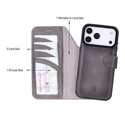 Magic iPhone 17 Pro Max Detachable Leather Wallet Case