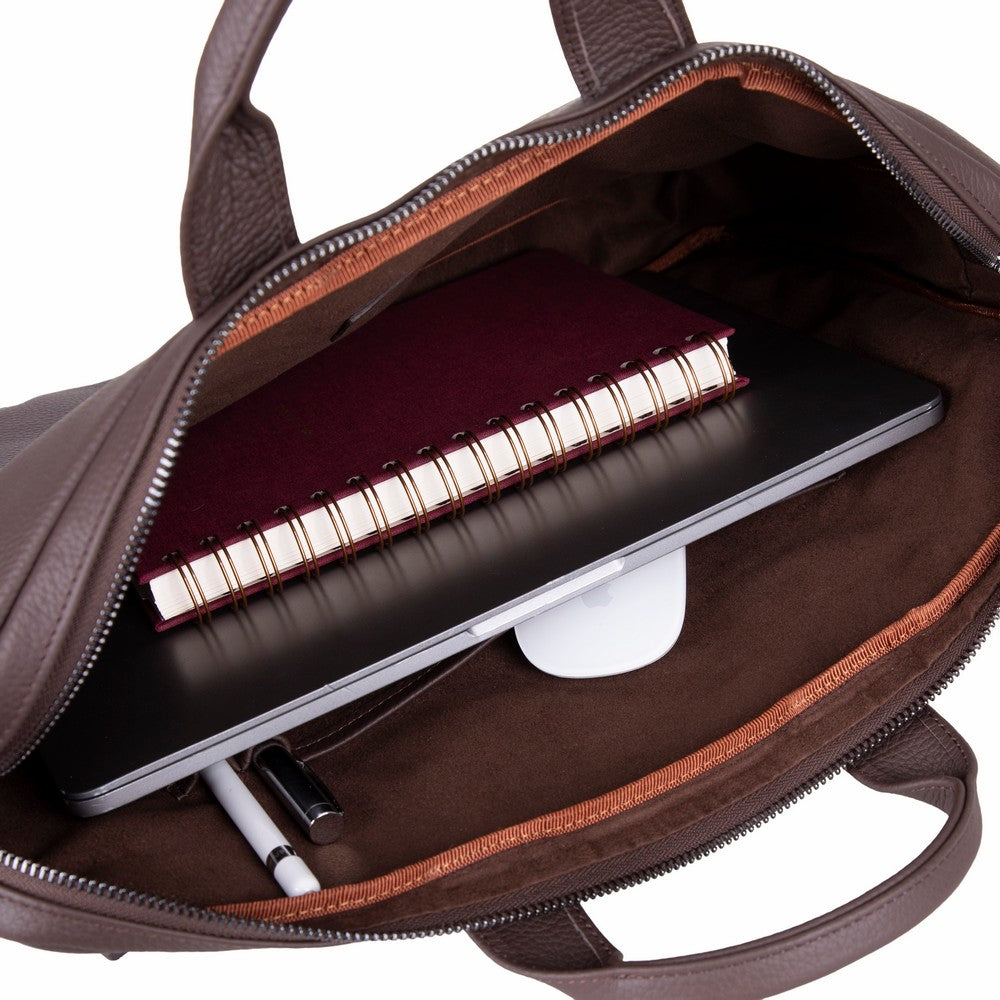 Truro Leather Business Briefcase / Laptop Case 14" with Suitcase