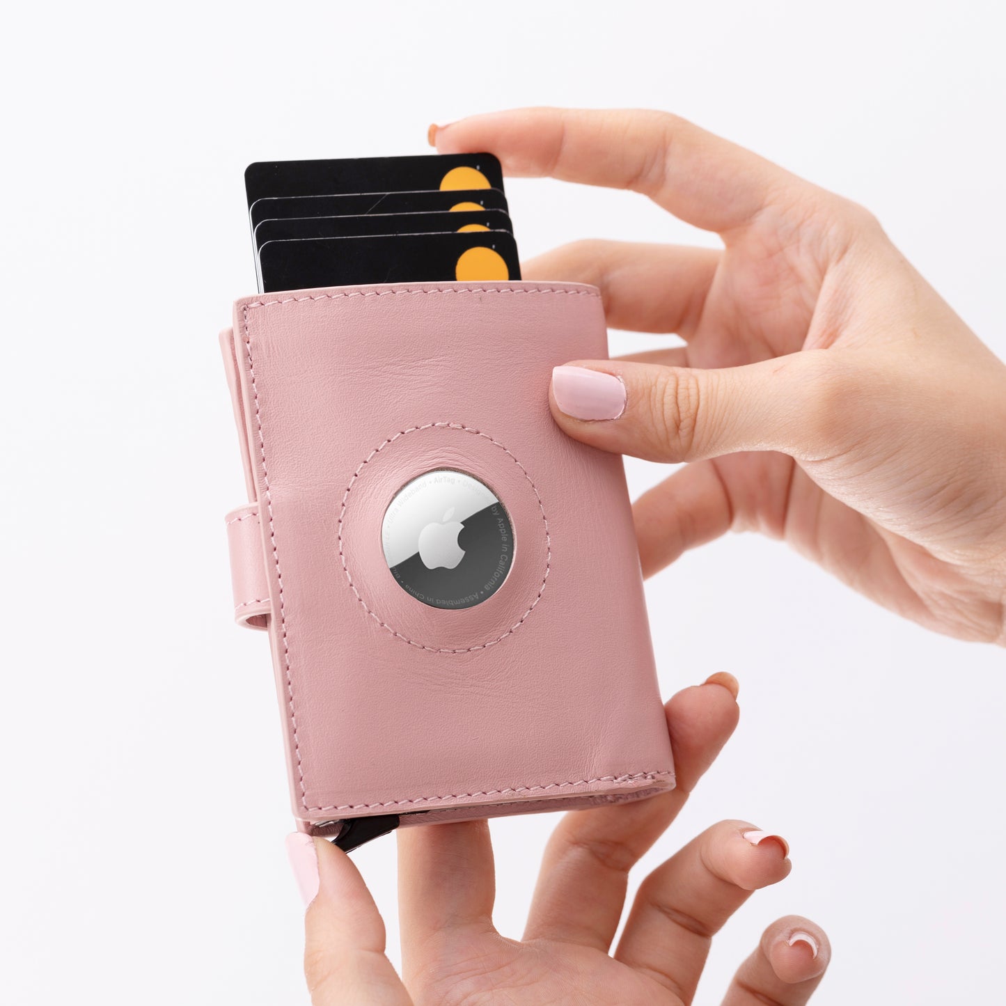 Palertag Zip Mechanical Leather Card Holder with AirTag Slot