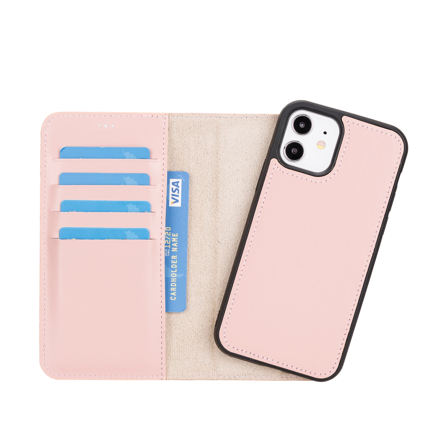 Magic iPhone 12 / 12 Pro Detachable Leather Wallet Case