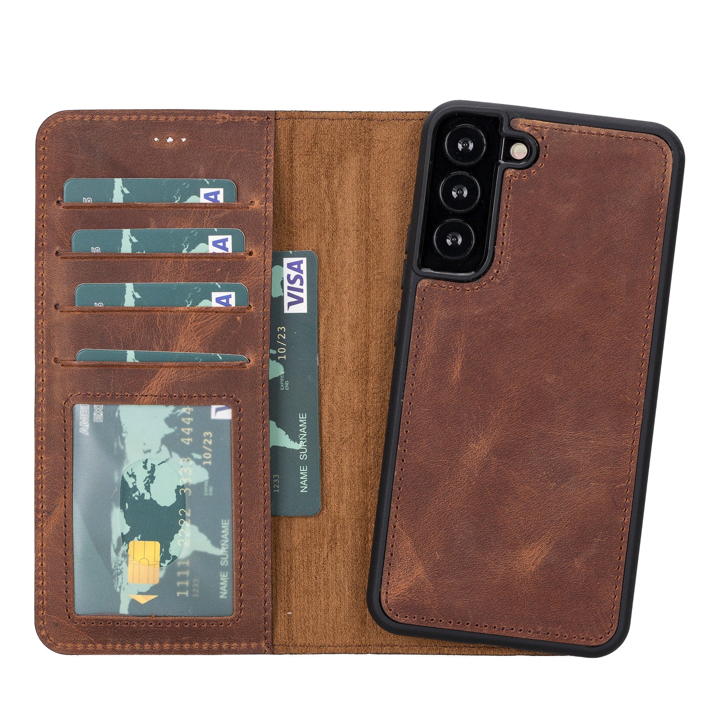 Magic Samsung Galaxy S23 Series Detachable Genuine Leather Wallet Case - MW